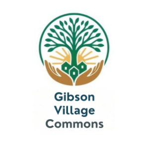 Logo Tree with hands and Gibson Village Commons